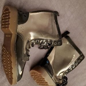 Moto boots - BLACK PATENT and CLEAR